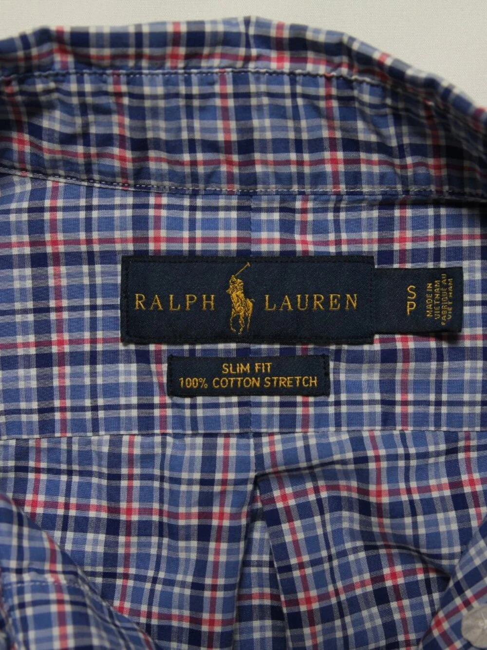 Polo Ralph Lauren Men's Slim Fit Performance Shirt Blue Pink Plaid Long Sleeve S